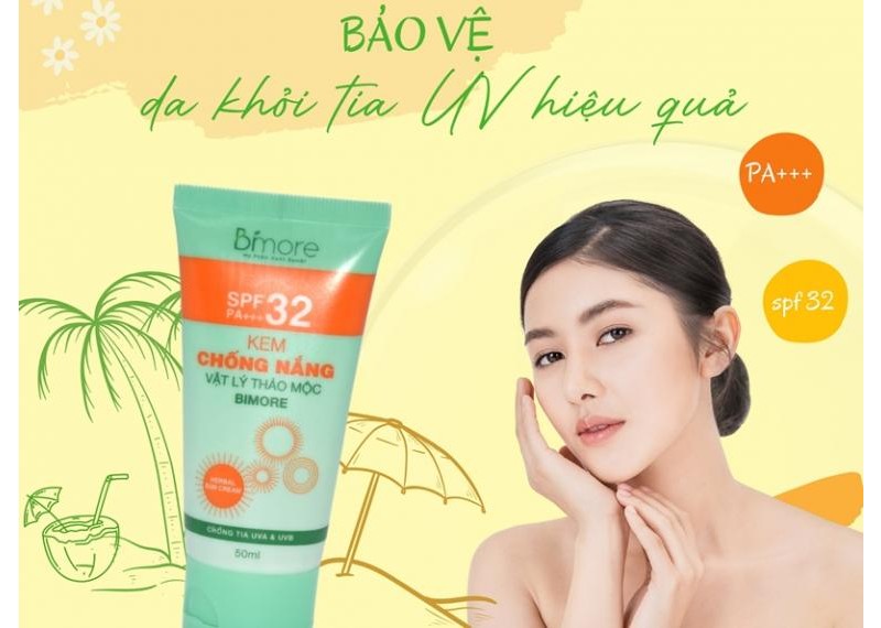 Kem chống nắng thảo mộc Bimore bảo vệ da khỏi tia UV hiệu quả