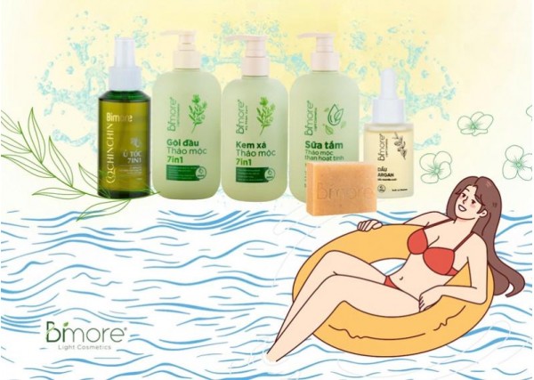 Chăm tóc mượt dưỡng da mềm sau mỗi chuyến bơi lội