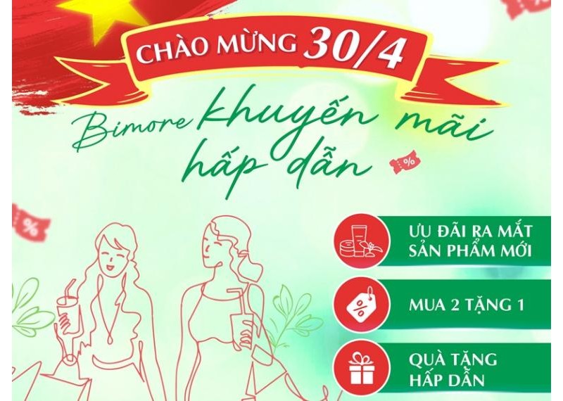 Bimore khuyến mãi đặc biệt chào mừng 30/4 và 1/5/2024